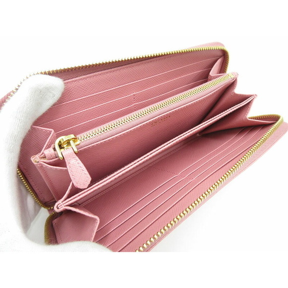 Prada Round Zip Long Wallet Pink Saffiano - Picture 6 of 8